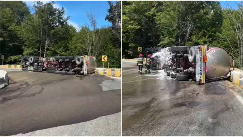video pericol pe dn7 cisterna cu 31 de tone de benzina s a rasturnat in arges trafic blocat pe ambele sensuri soferul a ajuns la spital 6a350daf5a8b1