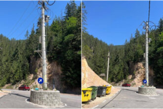 situatie absurda in alba stalp in mijlocul drumului constructorul a facut un sens giratoriu in jurul lui desi nu exista intersectie 6a861e4ee538f
